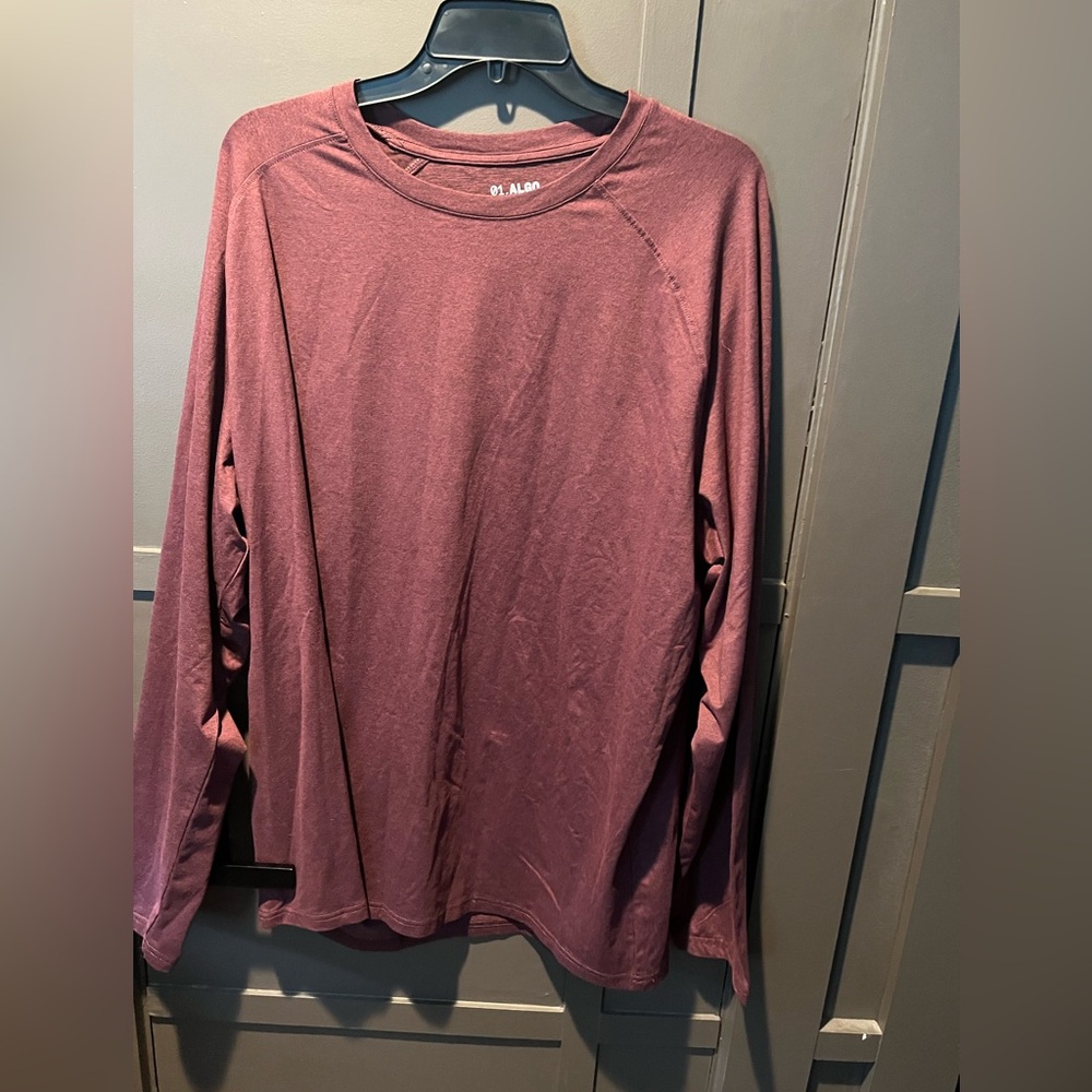 01.Algo Burgundy Performance Long Sleeve Shirt XXL NEW $30
